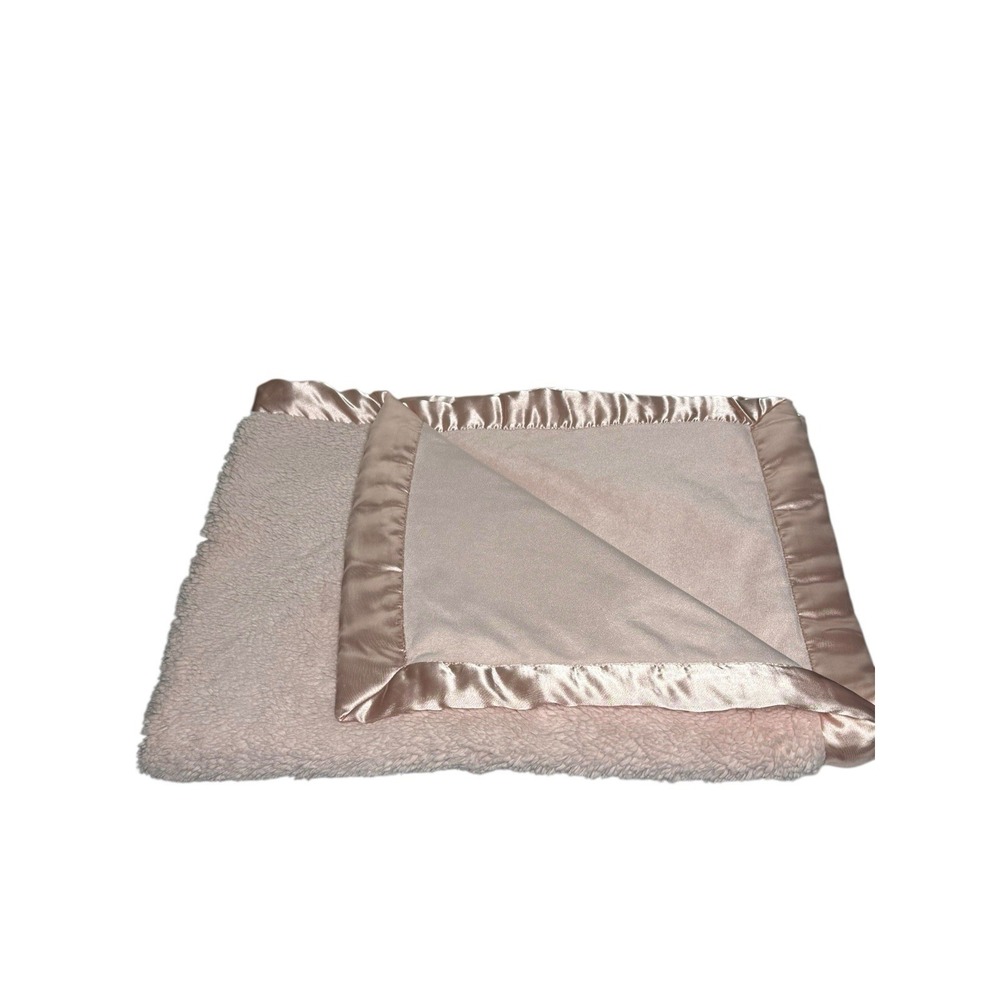 Cloud Island Target Pink Velour Sherpa Satin Trim Girls Baby Blanket 30x38‎